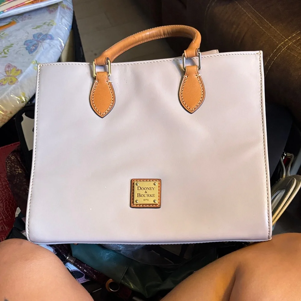 Dooney & Bourke Cream and Tan Tote - Picture 1 of 4